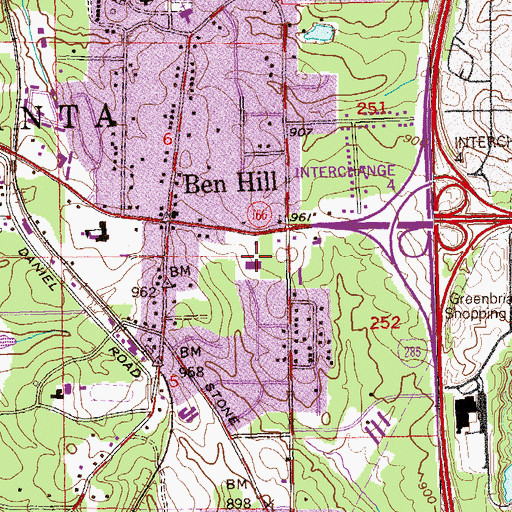 Topographic Map of Ben Hill Plaza Shopping Center, GA