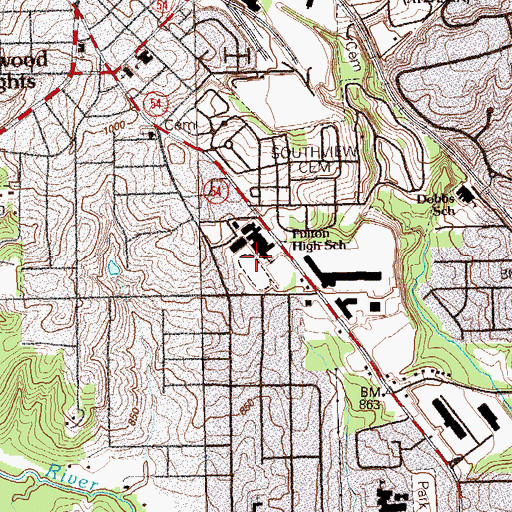 Topographic Map of Dobbs Elementary School, GA