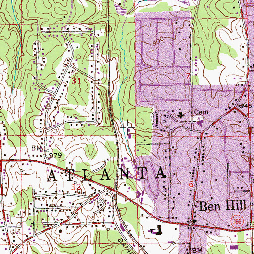 Topographic Map of Fickett Elementary School, GA