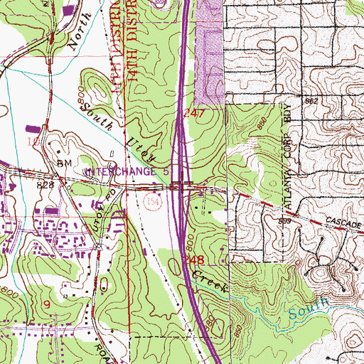 Topographic Map of Interchange 5, GA