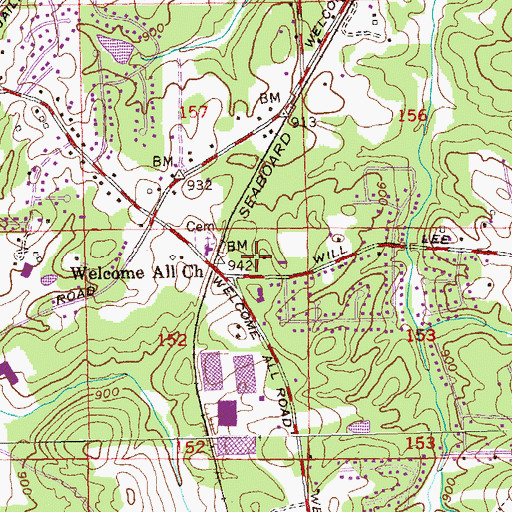 Topographic Map of Welcome All Park, GA
