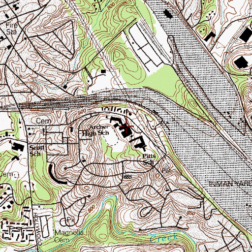 Topographic Map of Young Middle School, GA