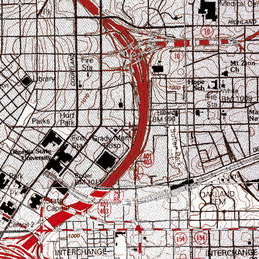Topographic Map of Atlanta Municipal Market, GA
