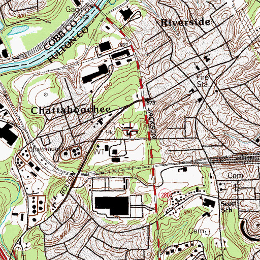 Topographic Map of Chattahoochee Elementary School, GA