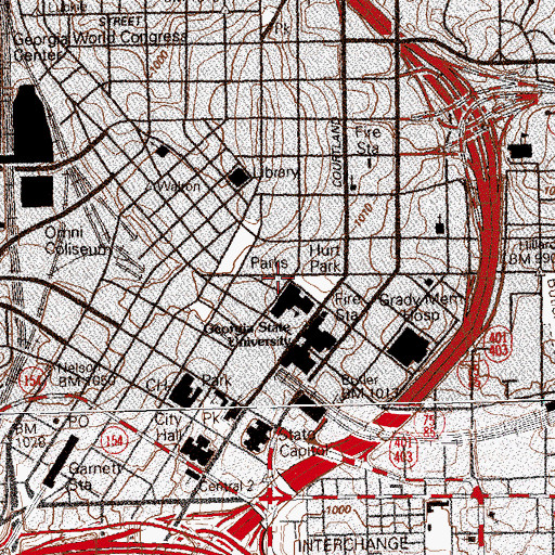 Topographic Map of Hurt Building, GA