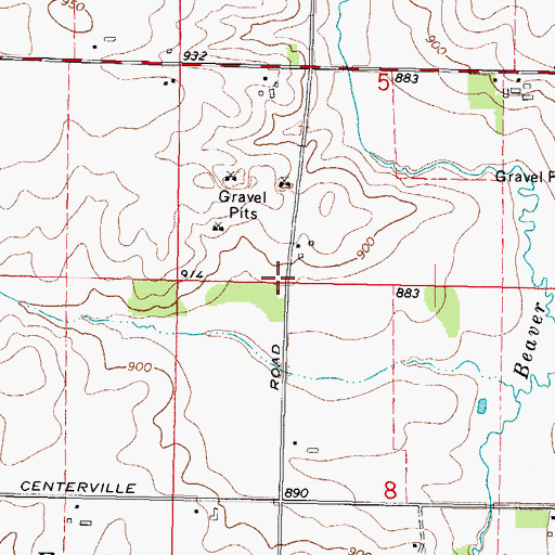Topographic Map of Beaverton School (historical), IL