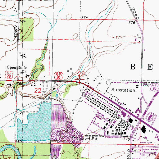 Topographic Map of Brick School (historical), IL