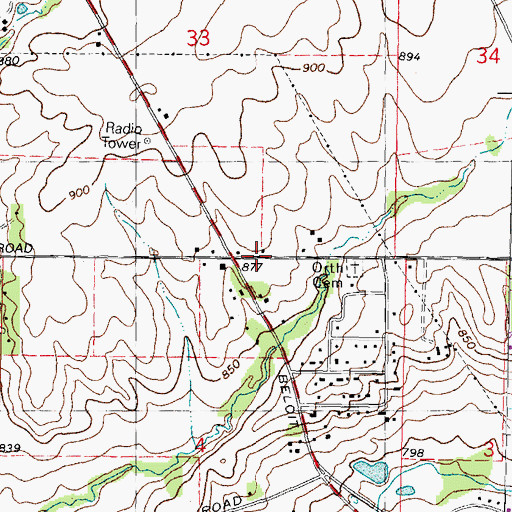 Topographic Map of Orth School (historical), IL
