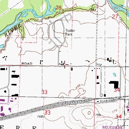 Topographic Map of River Road School (historical), IL