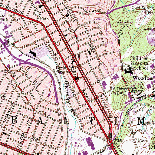 Topographic Map of Louisa M Alcott Elementary School, MD