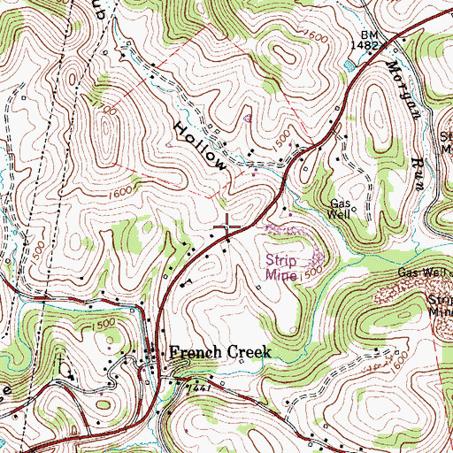 Topographic Map of French Creek Post Office, WV