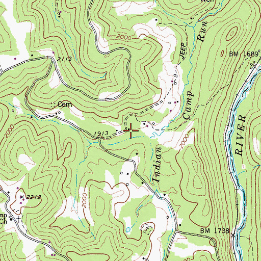 Topographic Map of Indian Camp School (historical), WV