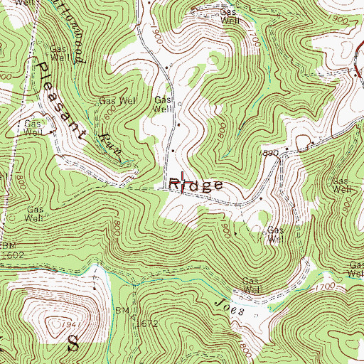 Topographic Map of Pleasant Ridge School (historical), WV