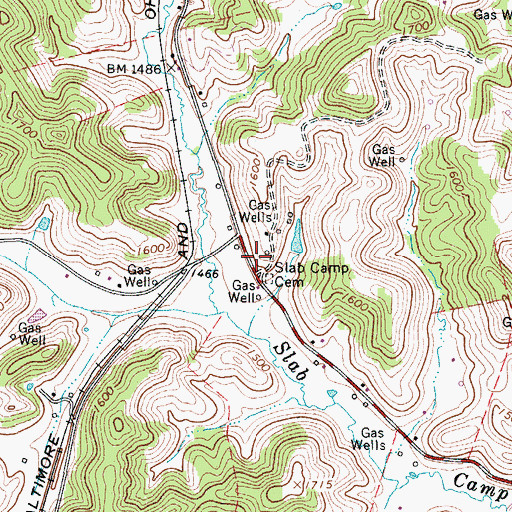 Topographic Map of Slab Camp School (historical), WV