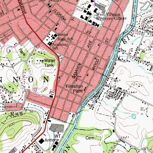 Topographic Map of South Buckhannon, WV