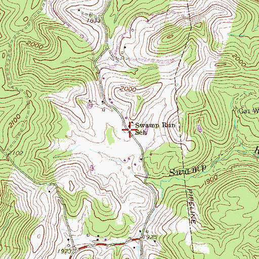 Topographic Map of Swamp Run, WV