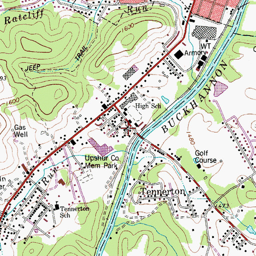 Topographic Map of Tennerton Methodist Church, WV