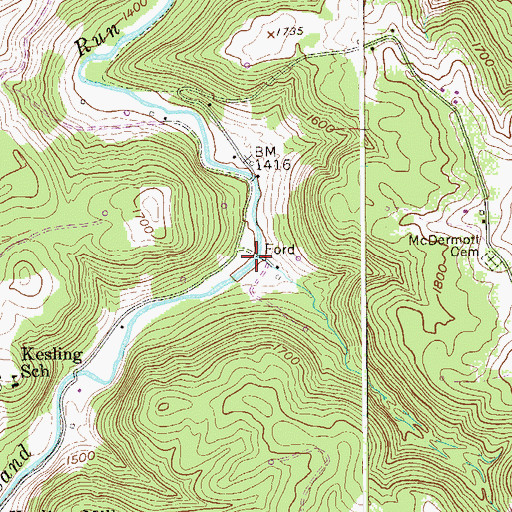 Topographic Map of Wentz Ford, WV