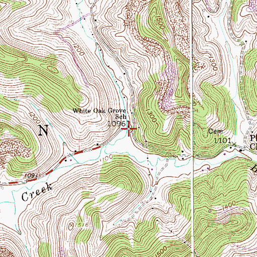 Topographic Map of White Oak, WV