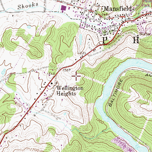 Topographic Map of Broaddus Hospital, WV