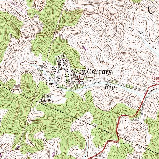 Topographic Map of Century School (historical), WV