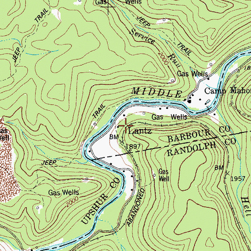 Topographic Map of Lantz, WV