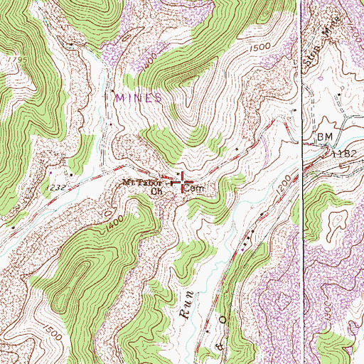Topographic Map of Mount Tabor Cemetery, WV