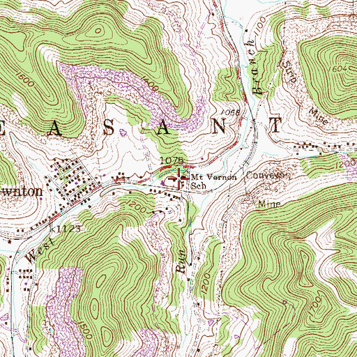 Topographic Map of Mount Vernon Baptist Church, WV