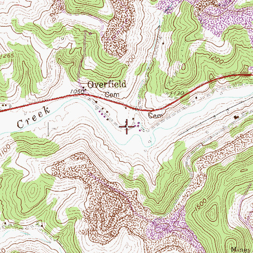 Topographic Map of Overfield School (historical), WV