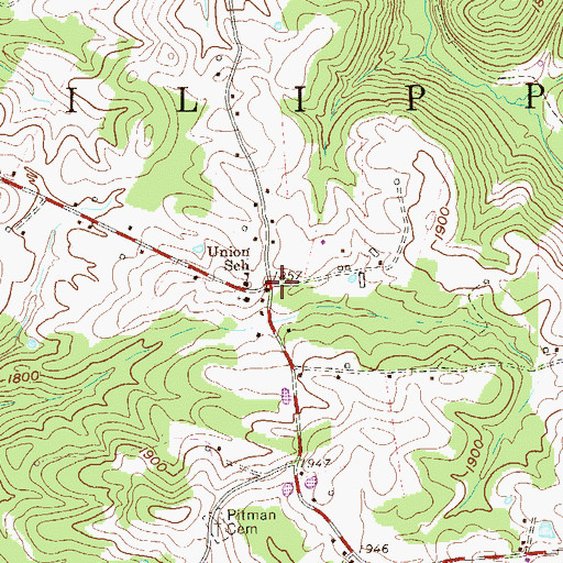 Topographic Map of Union, WV