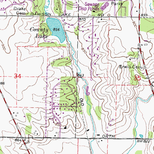 Topographic Map of Timberlane, IL