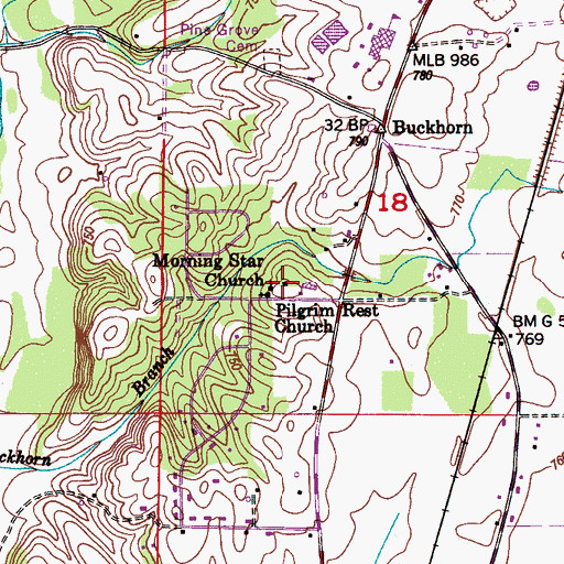 Topographic Map of Pine Grove School (historical), AL