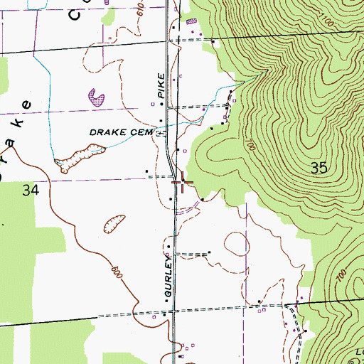 Topographic Map of Mountain Grove Church (historical), AL