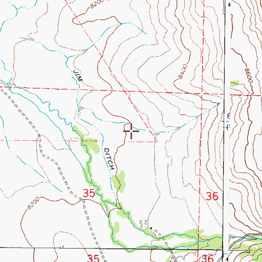 Topographic Map of Jim Ditch, CO