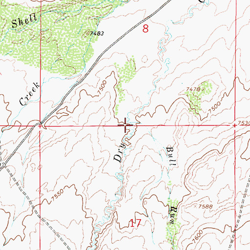 Topographic Map of Bull Run Creek, WY