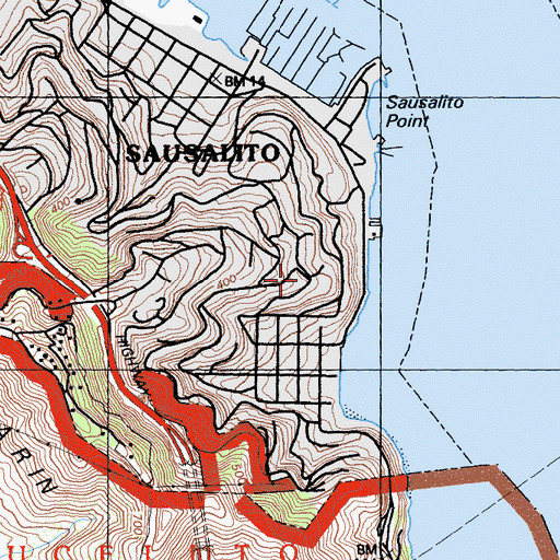 Topographic Map of Sausalito Womens Club, CA