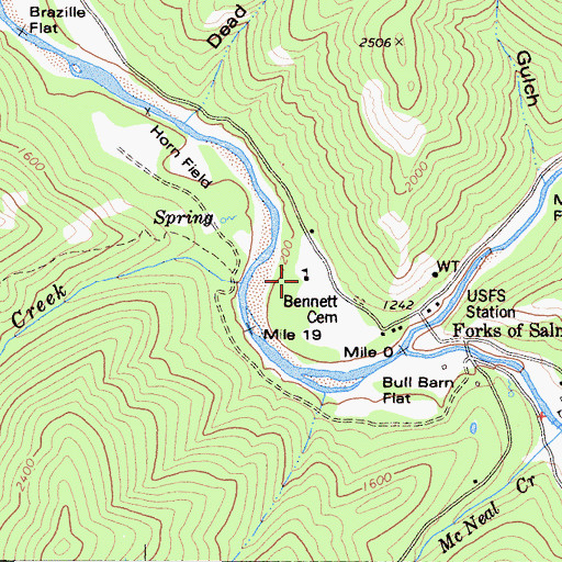 Topographic Map of Forks of Salmon Elementary School, CA