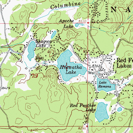 Topographic Map of Hiawatha Lake, CO