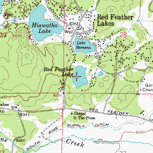 Topographic Map of Red Feather Lake, CO