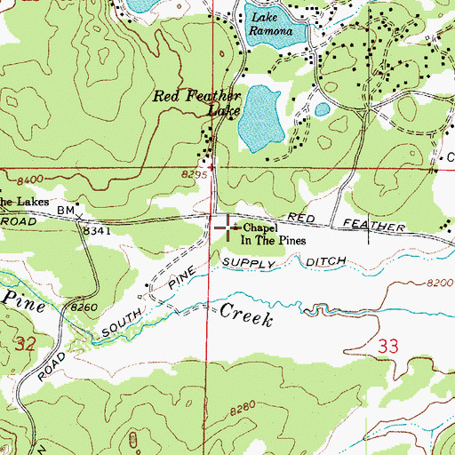 Topographic Map of Chapel in the Pines, CO