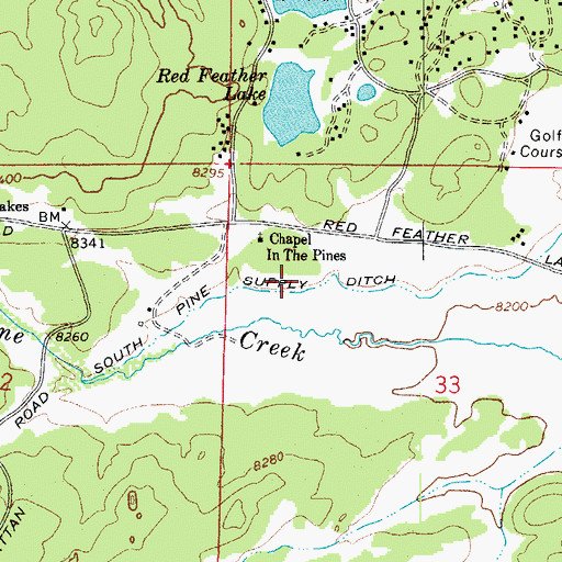 Topographic Map of South Pine Supply Ditch, CO