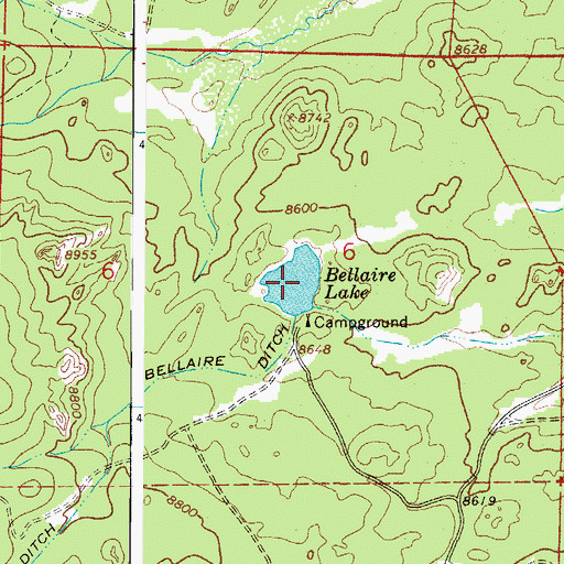 Topographic Map of Bellaire Lake, CO