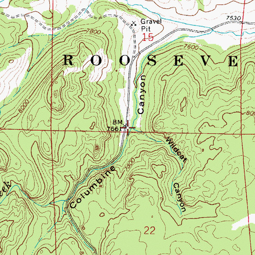 Topographic Map of Wildcat Canyon, CO
