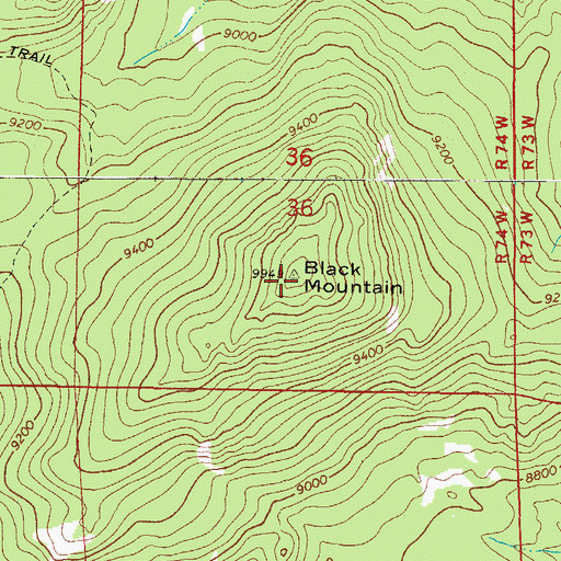 Topographic Map of Black Mountain, CO