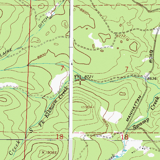 Topographic Map of South Fork Elkhorn Creek, CO