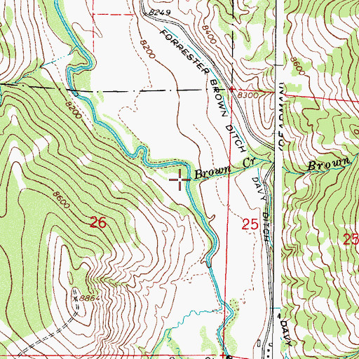 Topographic Map of Brown Creek, CO