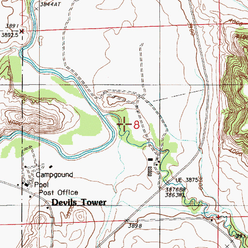 Topographic Map of Belle Fourche River Number Two Mine, WY