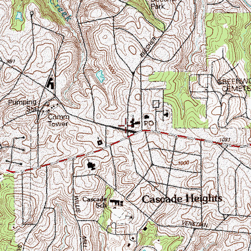 Topographic Map of Cascade Heights Station Atlanta Post Office, GA
