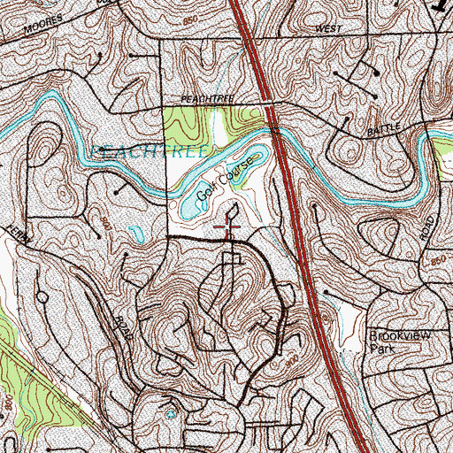 Topographic Map of Cross Creek Golf Course, GA