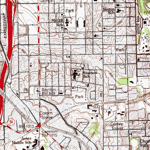 Topographic Map of D H Stanton Elementary School, GA
